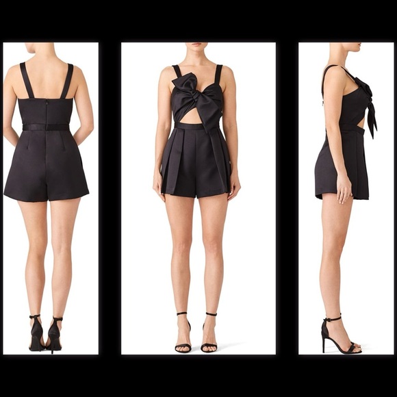 JayGodfrey Black Fernie Avant-Guarde Knotted Sleek Coquette Designer Romper 4 - Picture 1 of 14